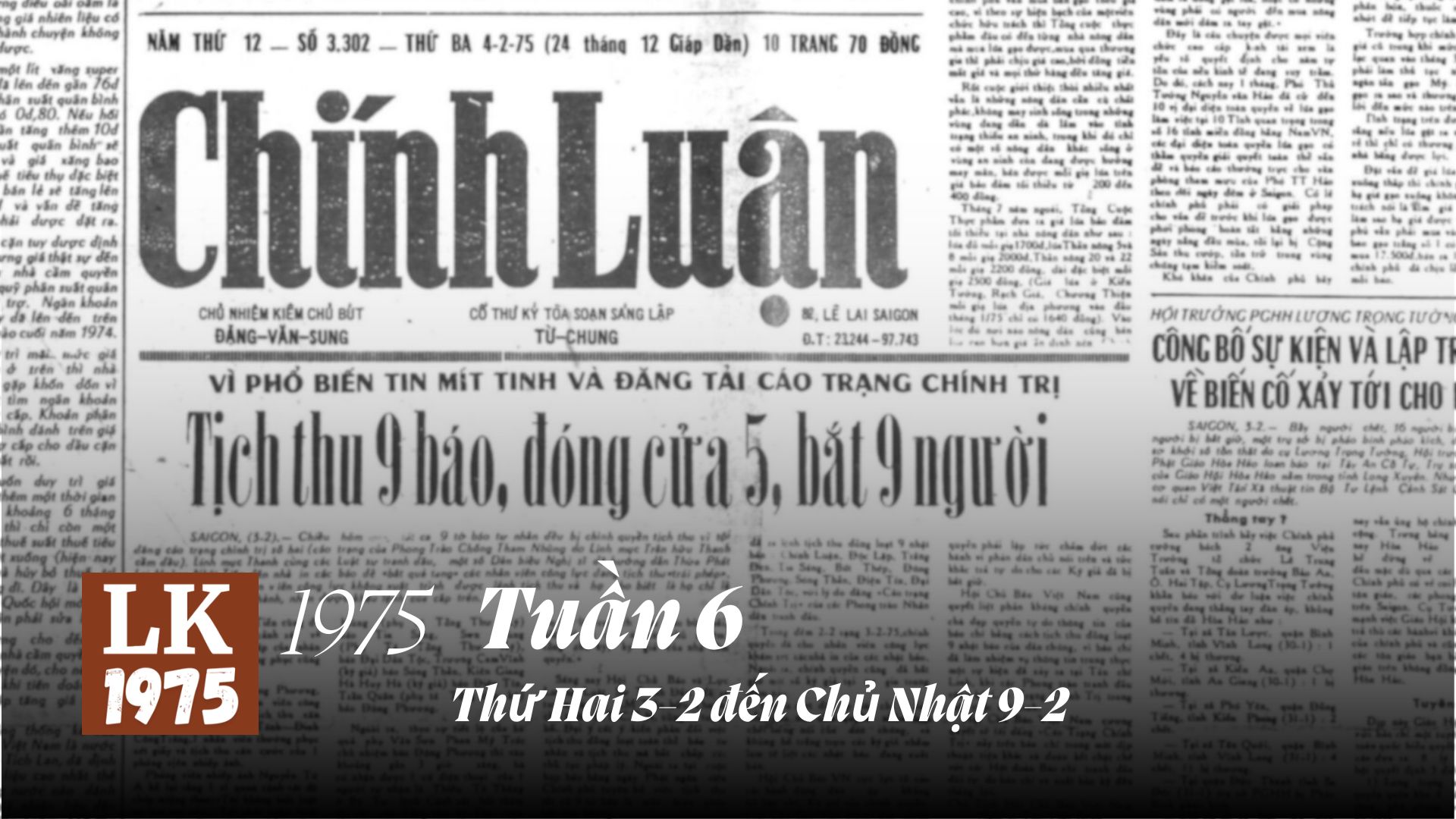 Hình nền: Trang nhất Chính Luận số 4-2. Nguồn: Kho Sách Xưa.