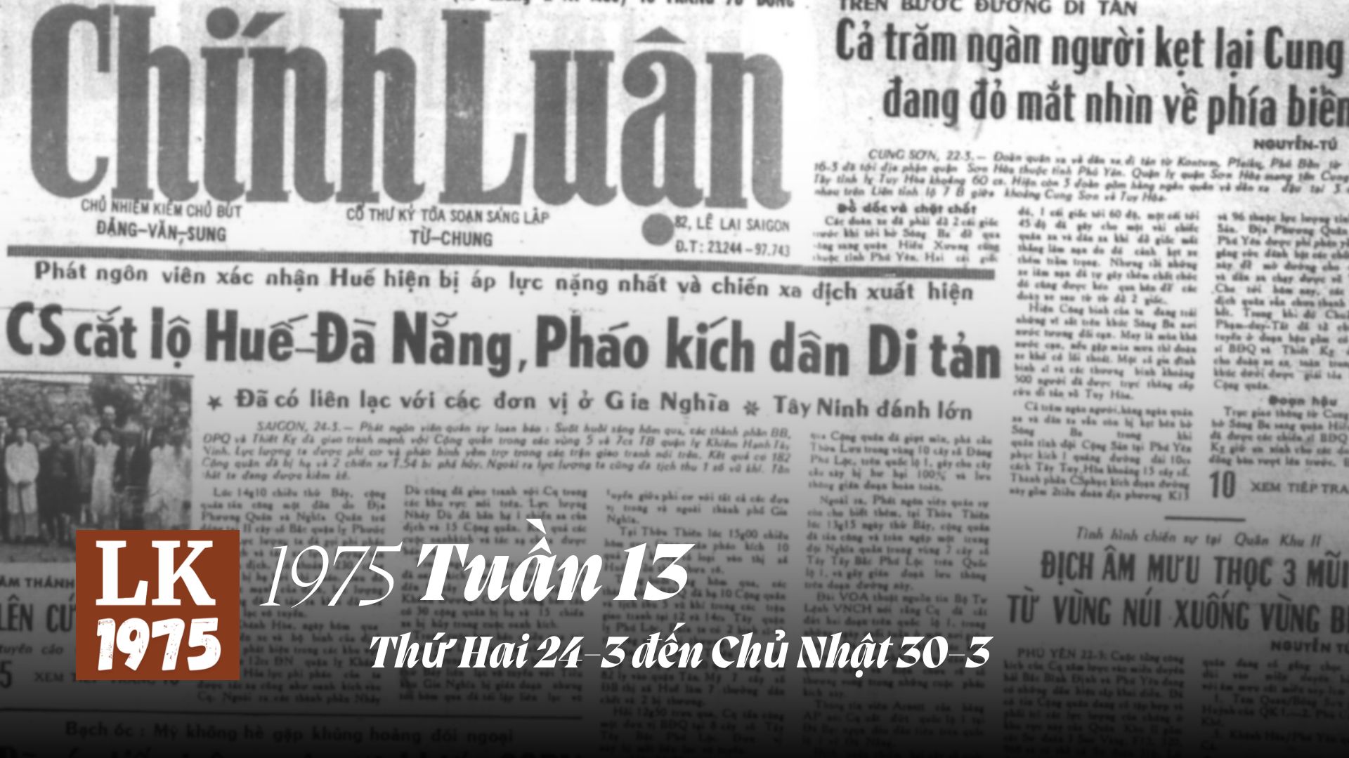 Hình nền: Trang nhất Chính Luận ngày 25-3. Nguồn: Kho Sách Xưa.