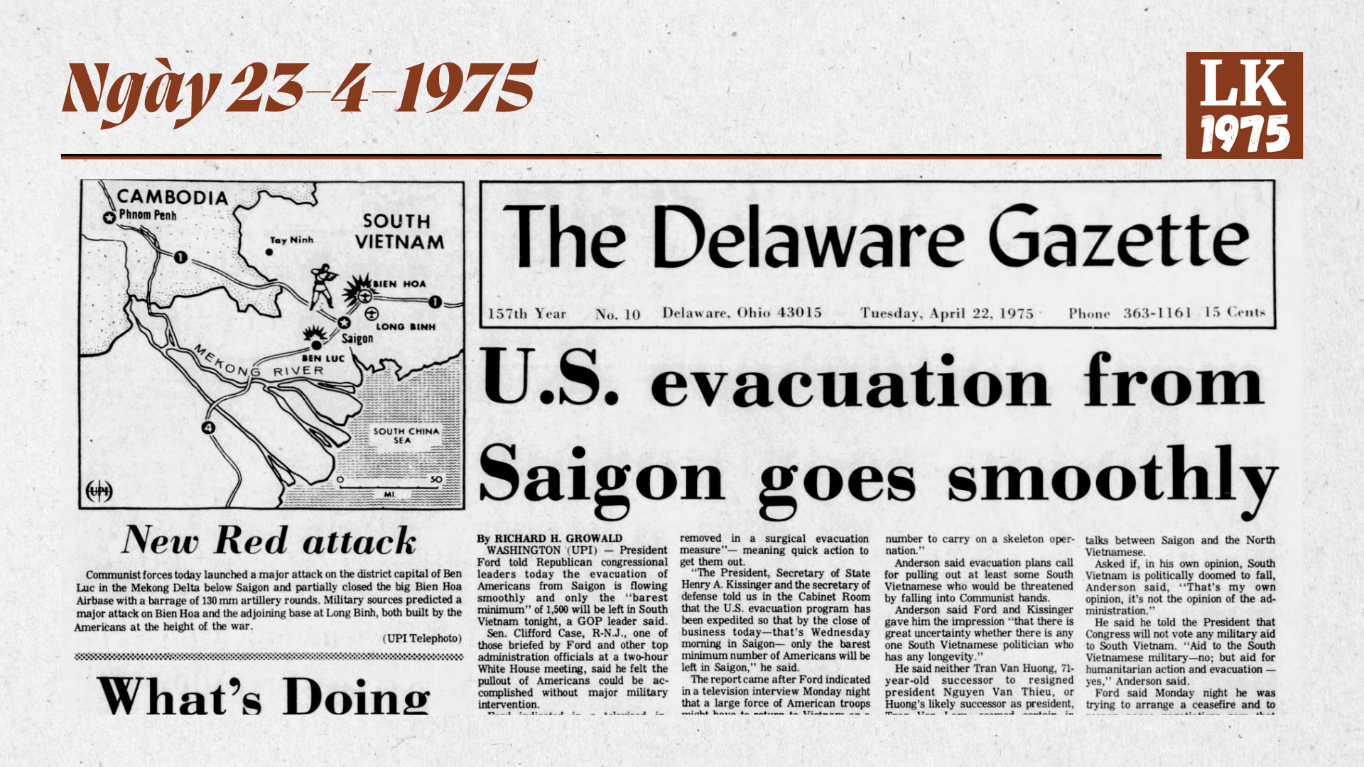 1975 – Ngày 23-4: Sau khi ông Thiệu từ chức: Mỹ từ chối viện trợ, Việt Cộng từ chối đàm phán